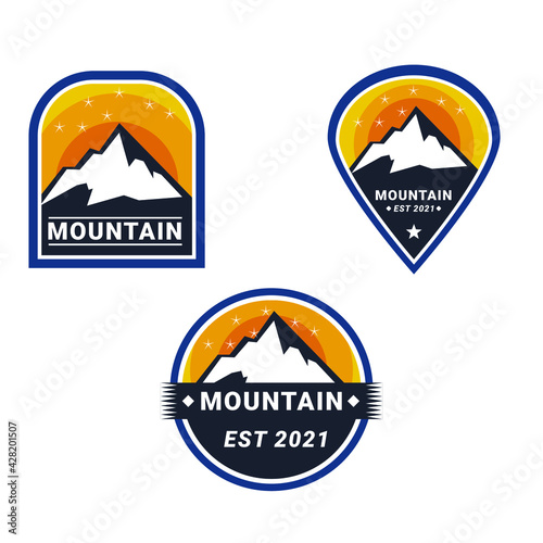 Set of Adventure and outdoor vintage logo template, badge or emblem style