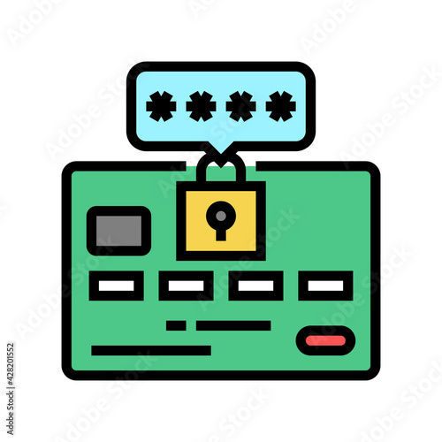 pin code card color icon vector. pin code card sign. isolated symbol illustration