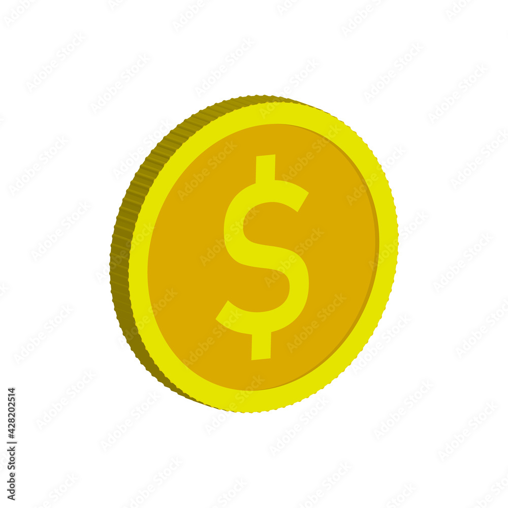 Dollar money icon. Golden coin. Vector illustration. Dollar money icon. Golden coin. Vector illustration.