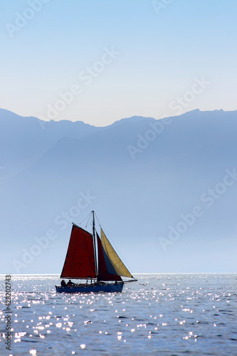 Sailboat on the Ayrshire coast in Scotland