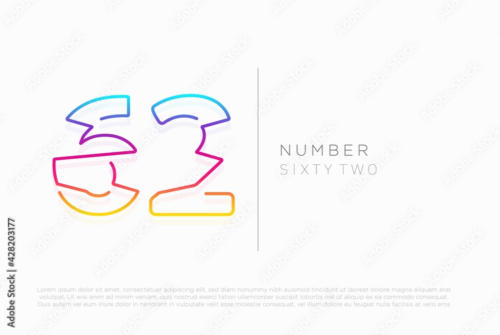 Number 62 sixty two logo icon design, vector template Number 62 sixty two logo icon design, vector template