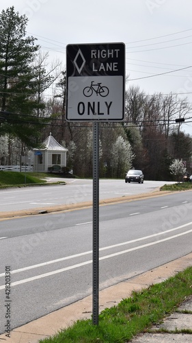 Right Lane Bicycles Only Sign, Portrait Orientation © JudithAnne