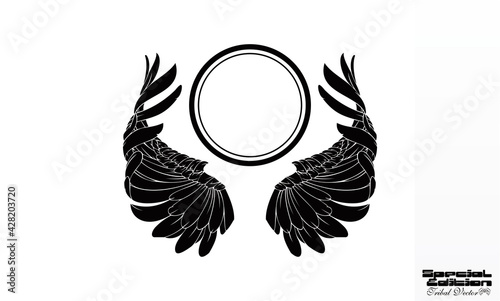 wing and circle tribal business vector logo