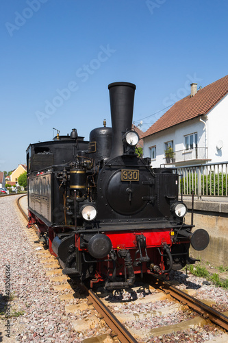 Dampflokomotive auf Bahnhof in Burladingen im Zollernalbkreis