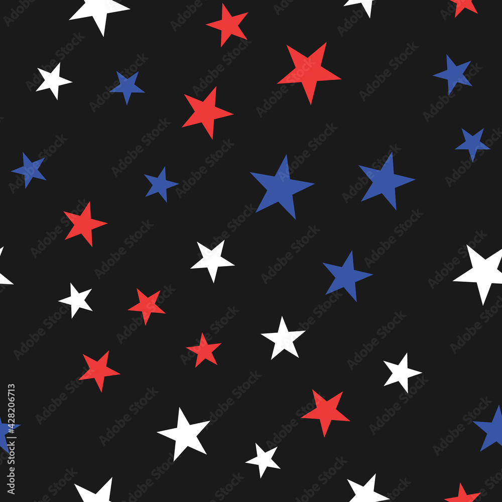 White, Red and Blue Stars with Dots Seamless Pattern White, Red and Blue Stars with Dots Seamless Pattern