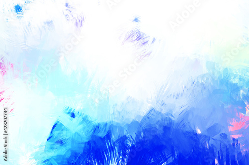 Painted composition with vibrant brush strokes. Textured colorful painting. Paint brushed wallpaper.