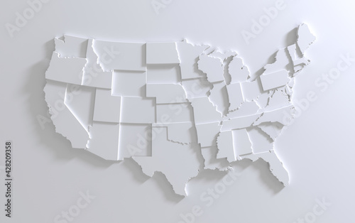 USA Empty 3d Geographic Map Abstract Levels Render