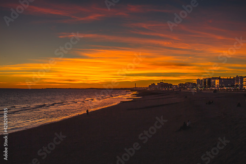 Beautiful view of Brighton Pier with Brighton beach sea.Sunset Over Brighton Beach.Between April and September, The Bandstand is available to hire for weddings and ceremonies.Brighton UK	