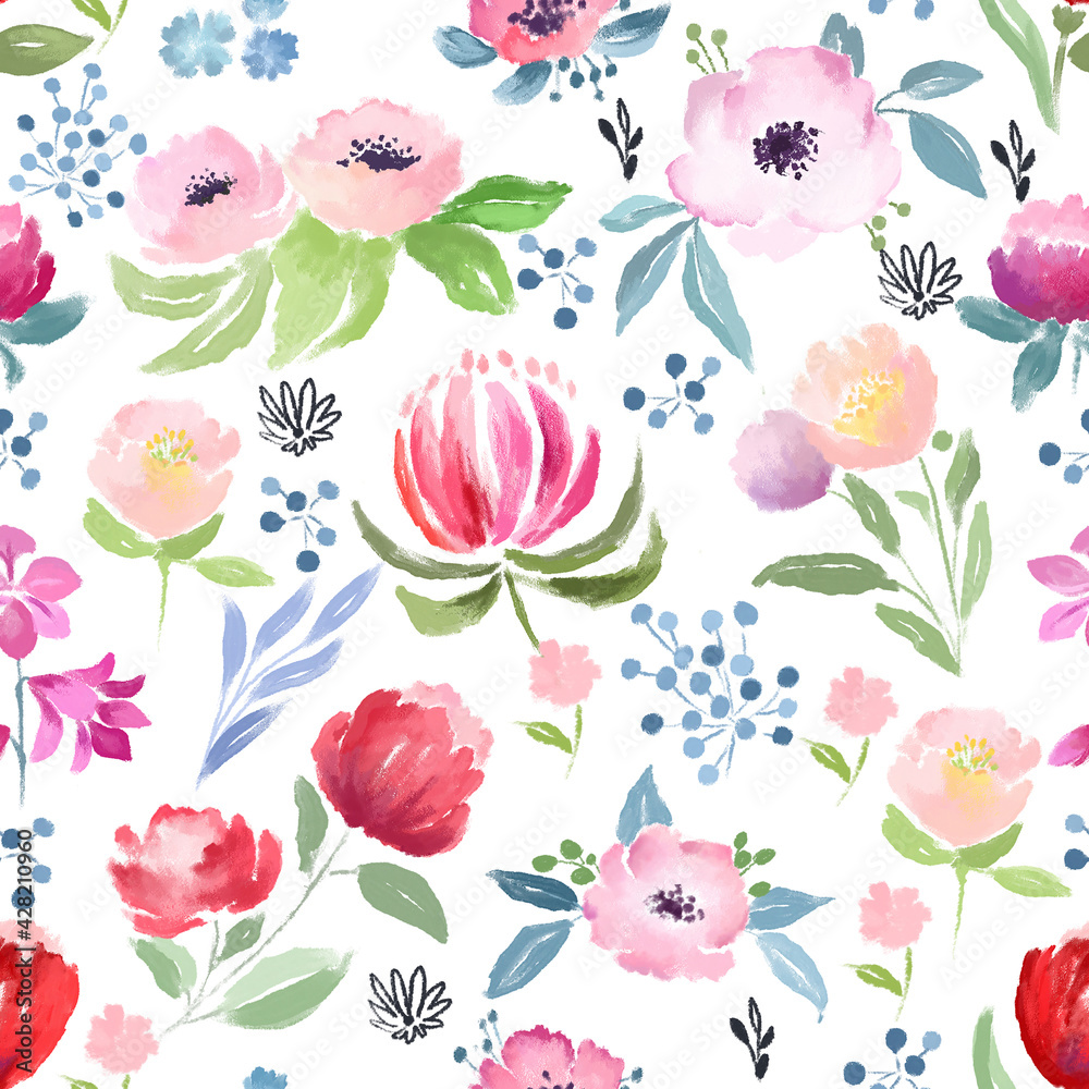 Watercolor wild flowers pattern Watercolor wild flowers pattern