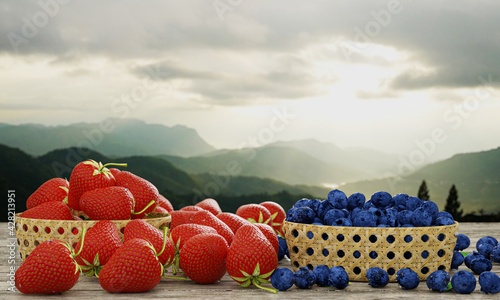 Fresh strawberries and blue...