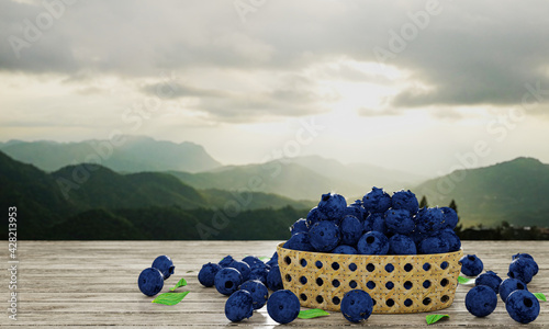 Bulk blueberries in bamboo ...