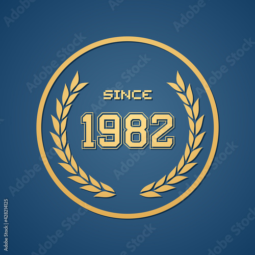 Obraz na płótnie 1982 since flat icon golden round