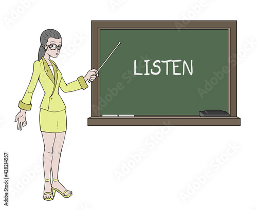 Woman teacher and listen mesage