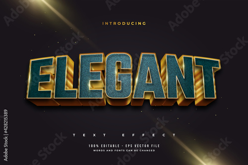 Editable Text Effect in Blue and Gold with Texture and Embossed Effects