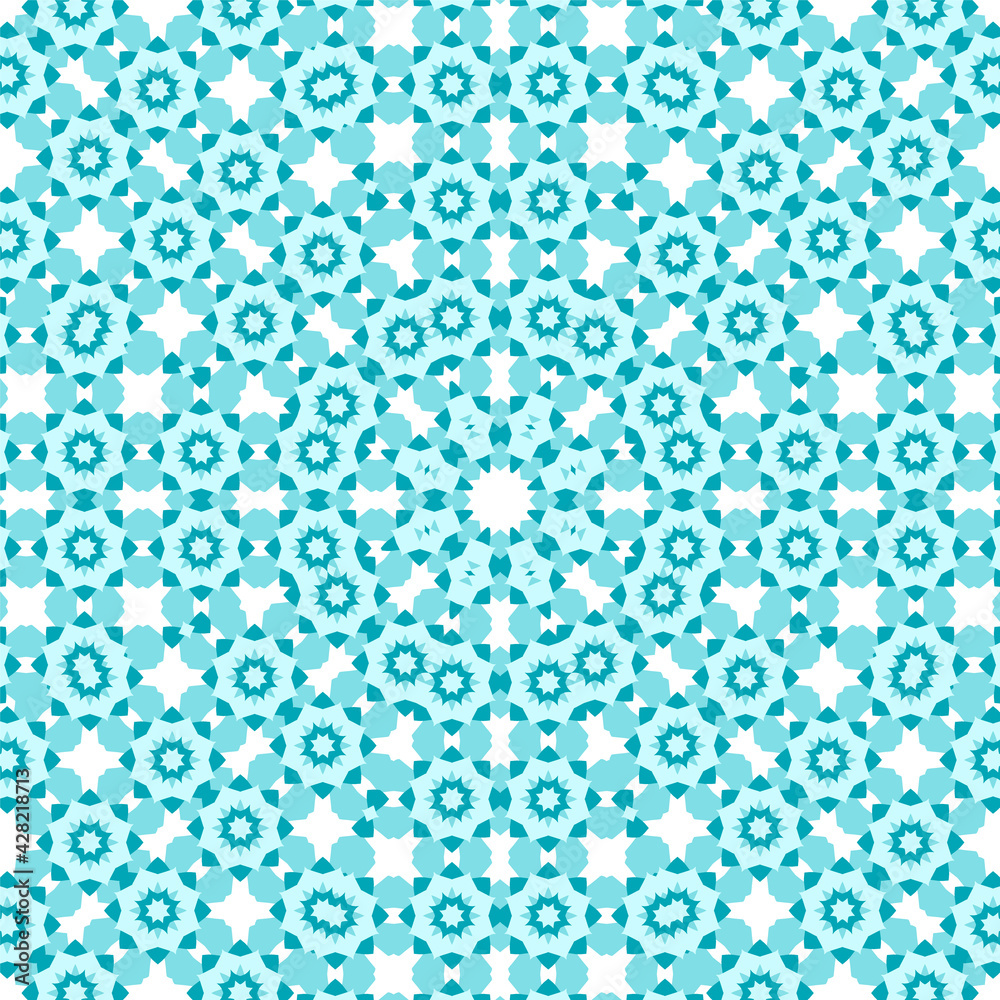 Turquoise white african motifs Tanzania geometric seamless pattern vector design.