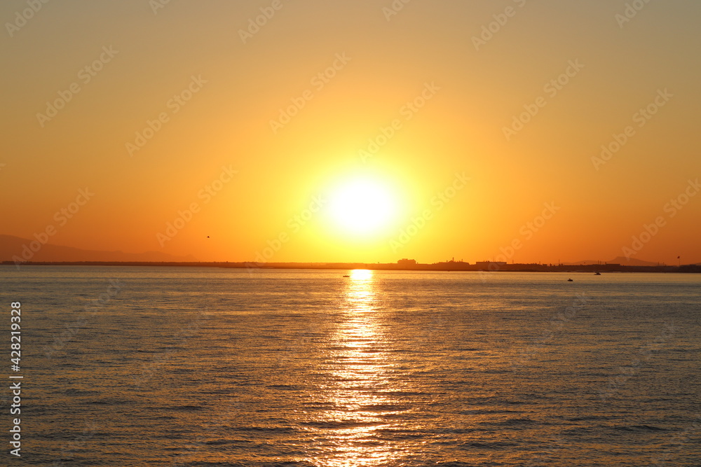 sunset over the sea sunset over the sea