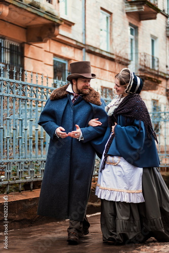 Old victorian style fashion couple