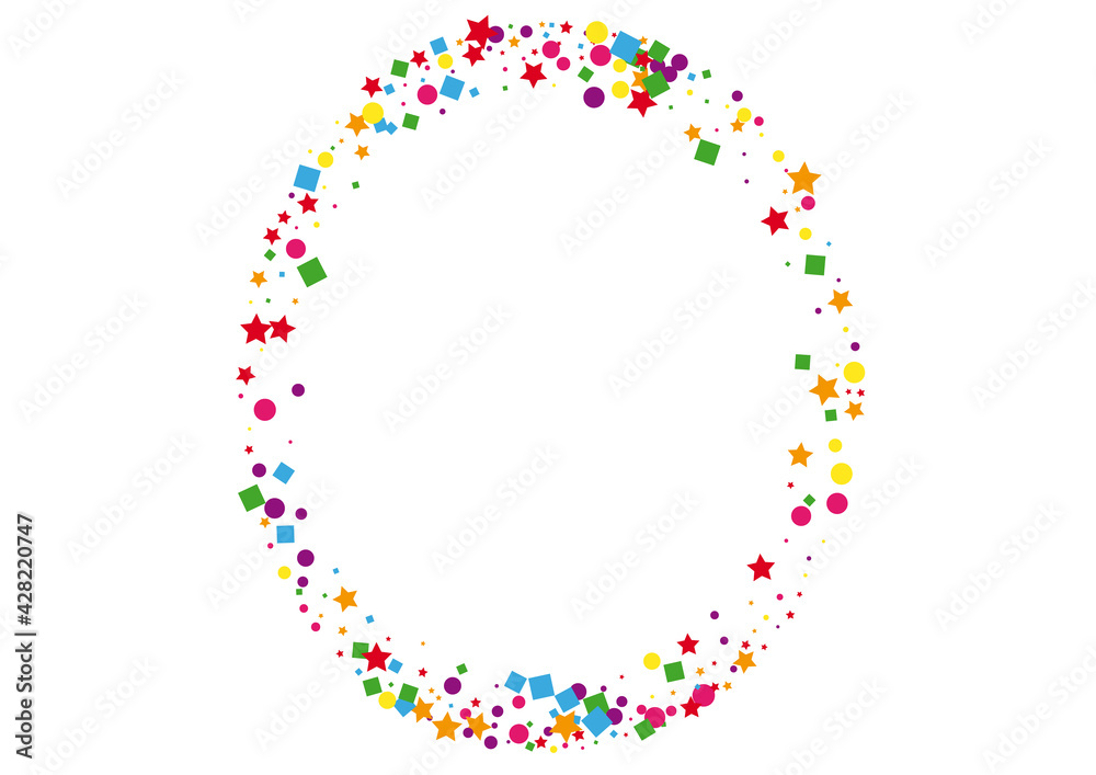 Pink Explosion Star Decoration. Element Dot Background. Orange Confetti Illustration. Stardust Circle Illustration. Green Geometric Square.