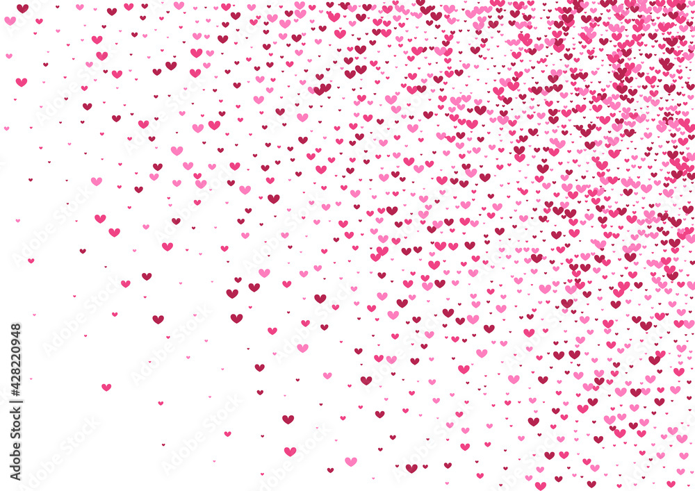 Purple Template Heart Background. Red Petals Texture. Rose Confetti Cute. Pink Spray Backdrop. Small Frame.