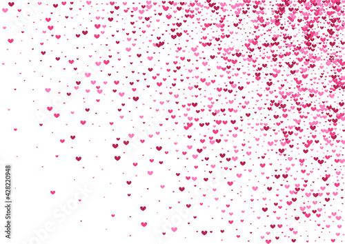 Purple Template Heart Background. Red Petals Texture. Rose Confetti Cute. Pink Spray Backdrop. Small Frame.