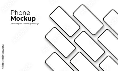 Smartphones Screens Mockups for Showing App Design, Isolated on White Background. Vector Illustration