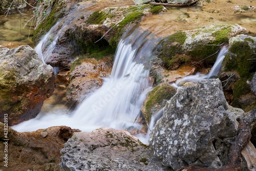 Waterfall at the birth of the Mundo River on Riopar  Albacete  Spain