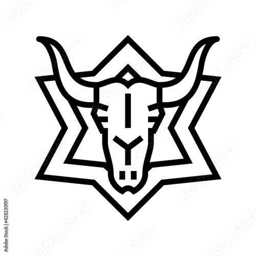 skull astrological line icon vector. skull astrological sign. isolated contour symbol black illustration