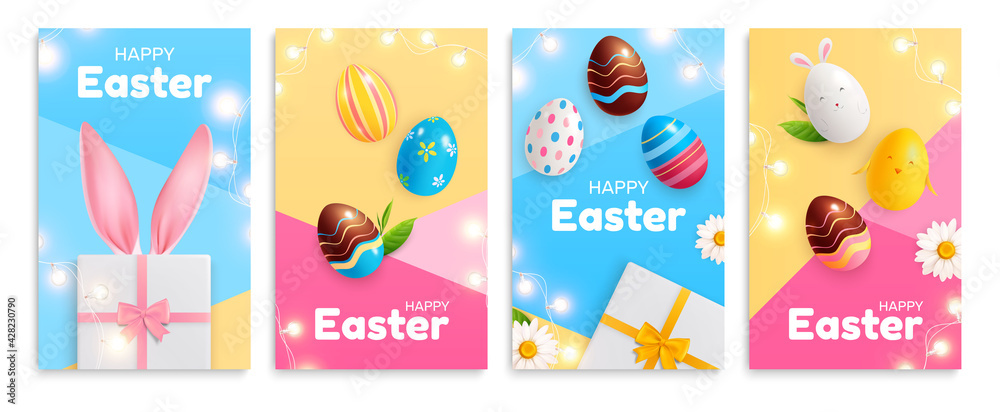 Fototapeta premium Easter Vertical Compositions Set
