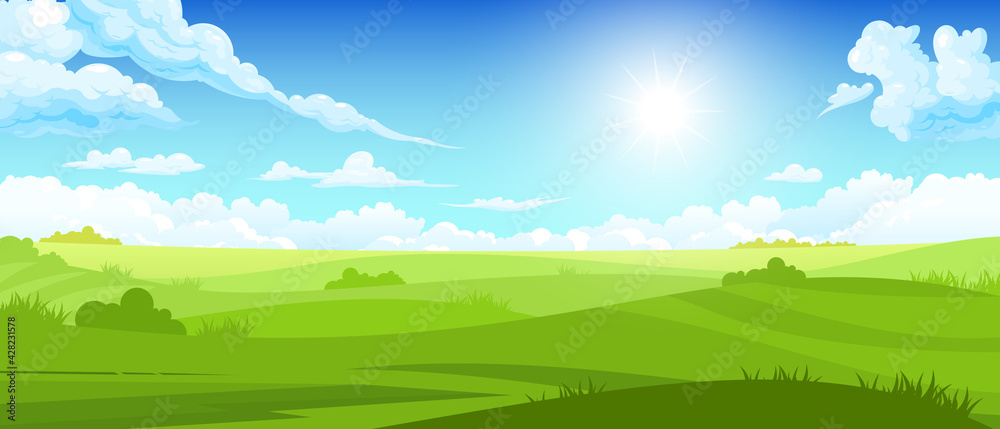 Obraz premium Summer Landscape With Cloudy Sky