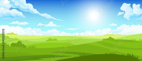 Summer Landscape With Cloudy Sky