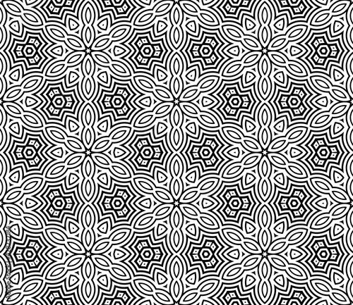 Abstract fantasy striped thin line round geometric seamless pattern. Creative mosaic, tile background.