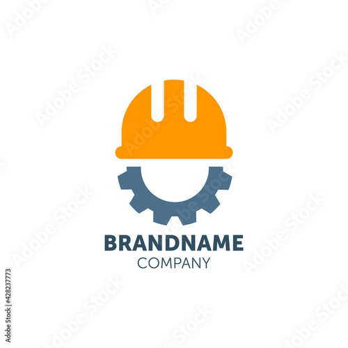 worker logo design with geometry
