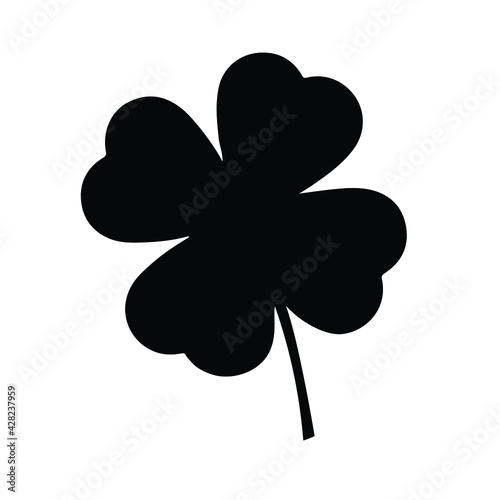 Clover with four leaf Icon - Editable Vector Illustration