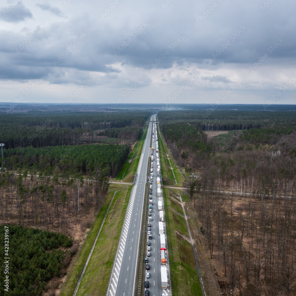 photo of traffic jam in polish forest