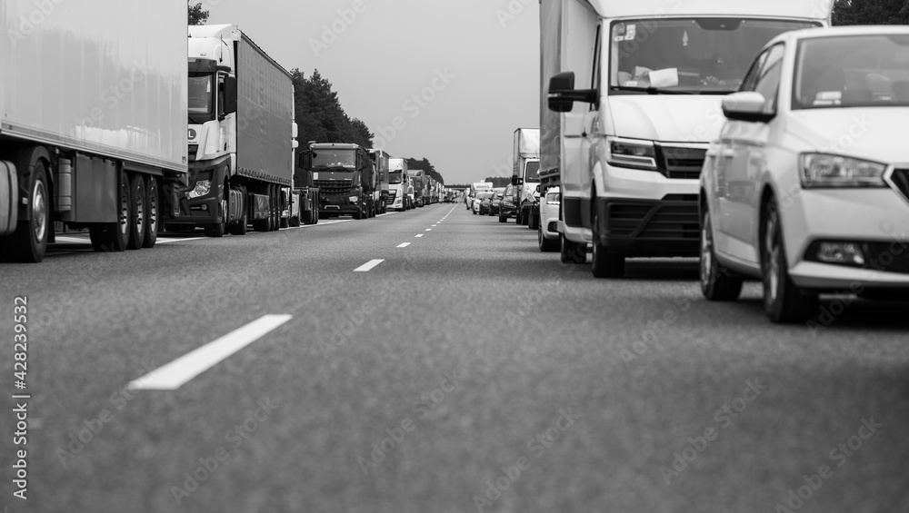 traffic jam on polish roads 