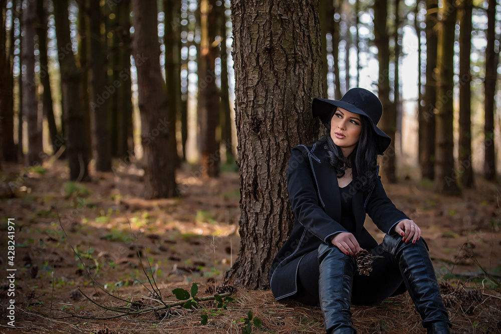 Girl in a pine forest Girl in a pine forest