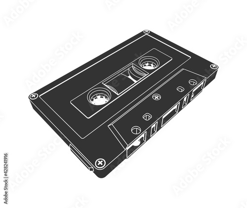 Compact Tape Audio Cassette in Silhouette Style