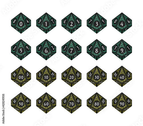 D10 Dice for Boardgames, Numbered Faces From Top View