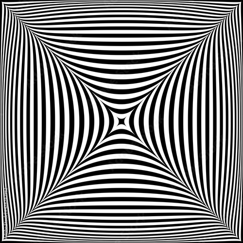 3D illusion in abstract op art design. Striped lines texture.