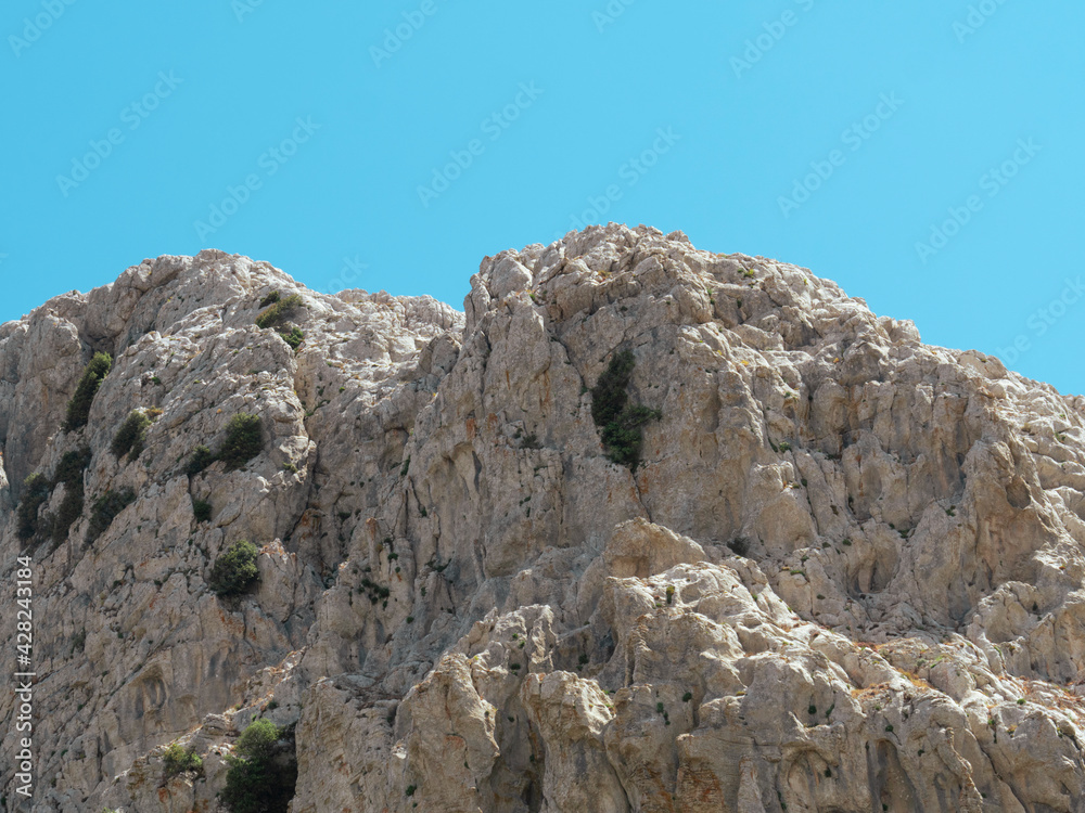A big rock on mountain. in close- up rocks .mountain landscape 