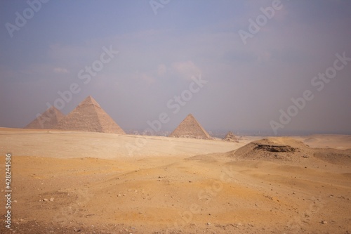 pyramids of Giza with Cairo in the background