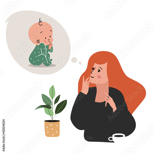 vector flat style modern illustration woman with a kid