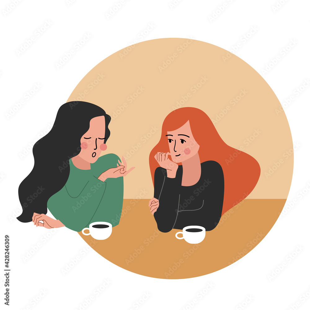 Fototapeta premium vector flat style modern illustration girls drinking tea