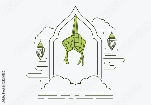 eid celebration illustration in line design style