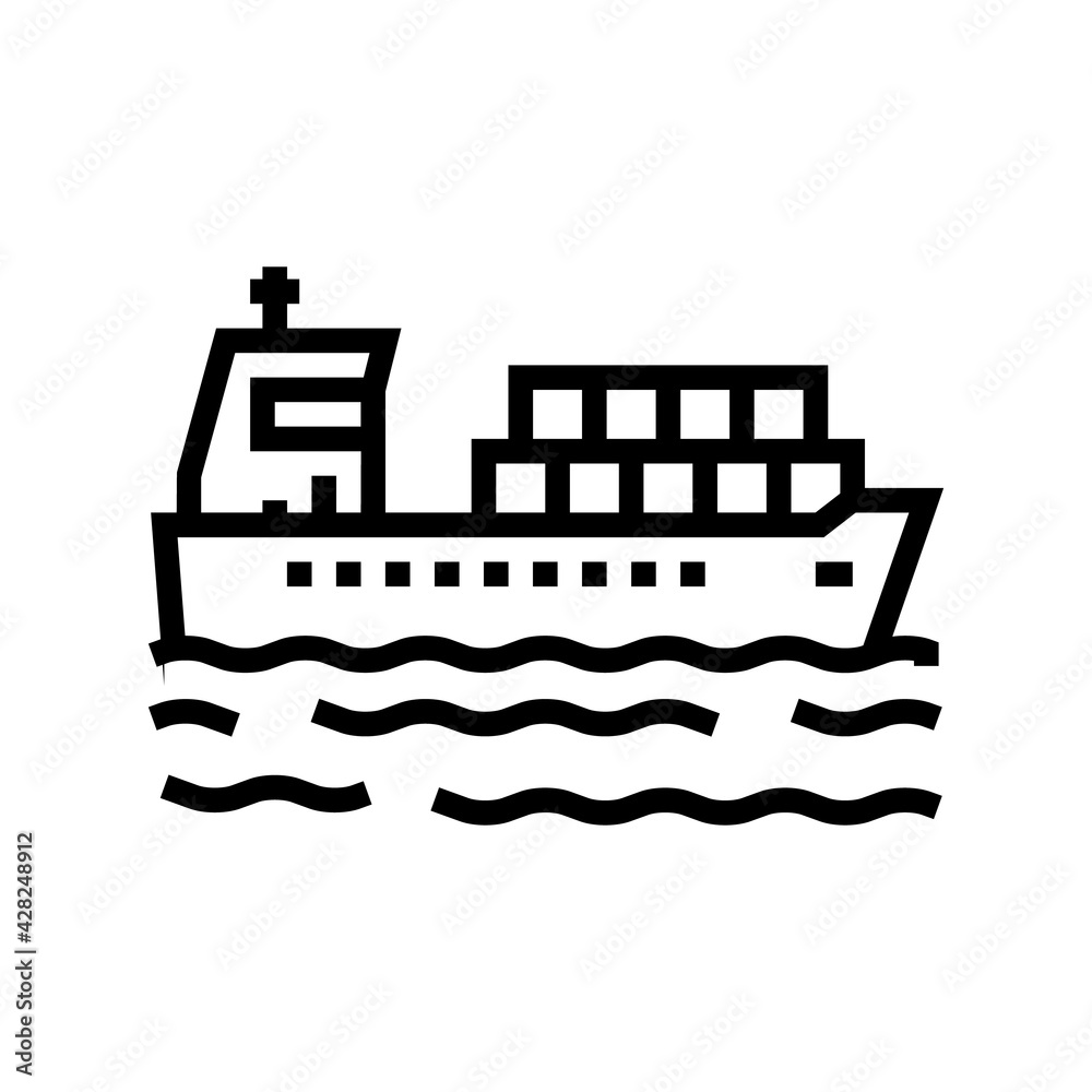 ship delivery containers line icon vector. ship delivery containers sign. isolated contour symbol black illustration