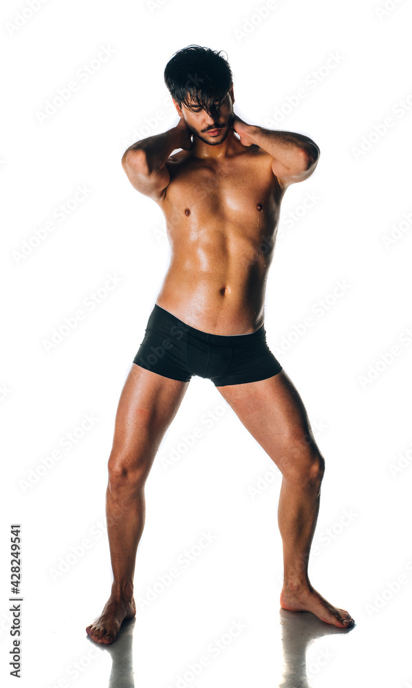 Macho man with beautiful muscular torso in underwear Macho man with beautiful muscular torso in underwear