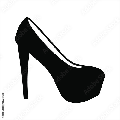 High heels icon isolated on white background. color editable