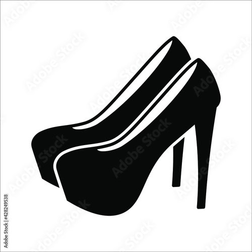 High heels icon isolated on white background. color editable