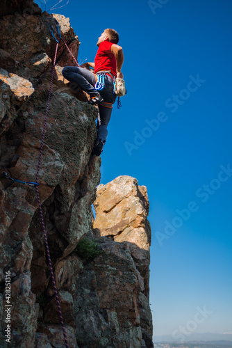 Rock climber on the mountain