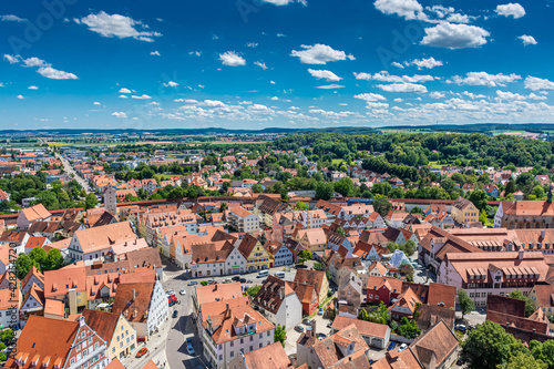Aerial view of Nordlingen the town inside the walls, Bavaria, Germany
